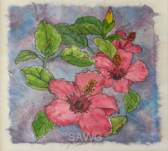 Hibiscus on Rice Paper I by Robbie Summers