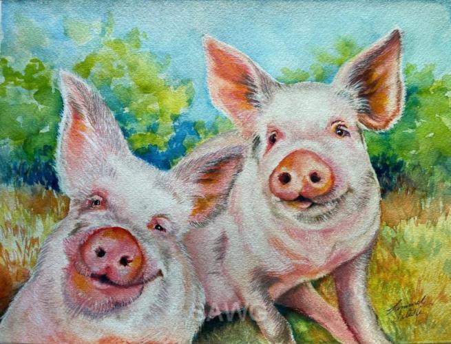 Happy Pink Pigs by Summer Celeste