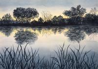 Dawn at GilChrist Pond by Beverly Holaday