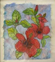 Hibiscus on Rice Paper II by Robbie Summers