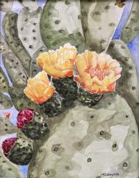 Prickly Pear Spring Bloom by Leslie Oakley
