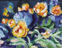 Yellow Blooms against Blue by Madeleine Shulman