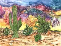 Sunset with Cactus by Darlene Carpenter